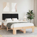 Estructura de Cama con Cabecera Tapizada Negro 120 x 190 cm