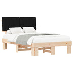Estructura de Cama con Cabecera Tapizada Negro 120 x 190 cm