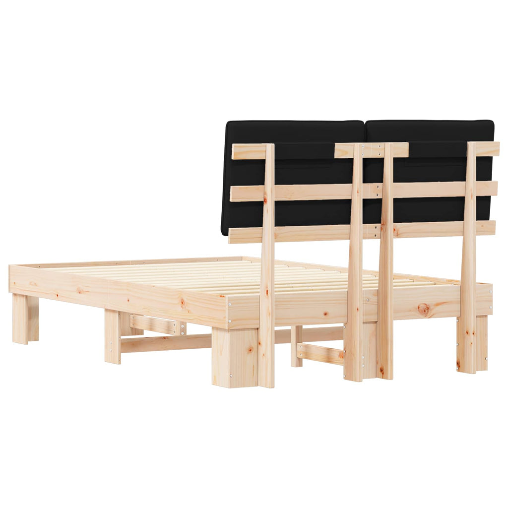 Estructura de Cama con Cabecera Tapizada Negro 120 x 190 cm