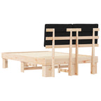 Estructura de Cama con Cabecera Tapizada Negro 120 x 190 cm