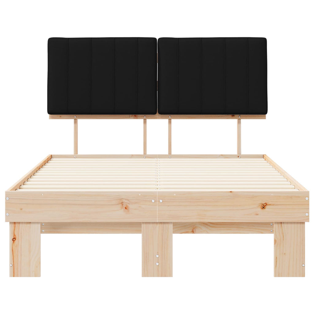 Estructura de Cama con Cabecera Tapizada Negro 120 x 190 cm