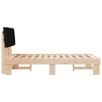 Estructura de Cama con Cabecera Tapizada Negro 120 x 190 cm