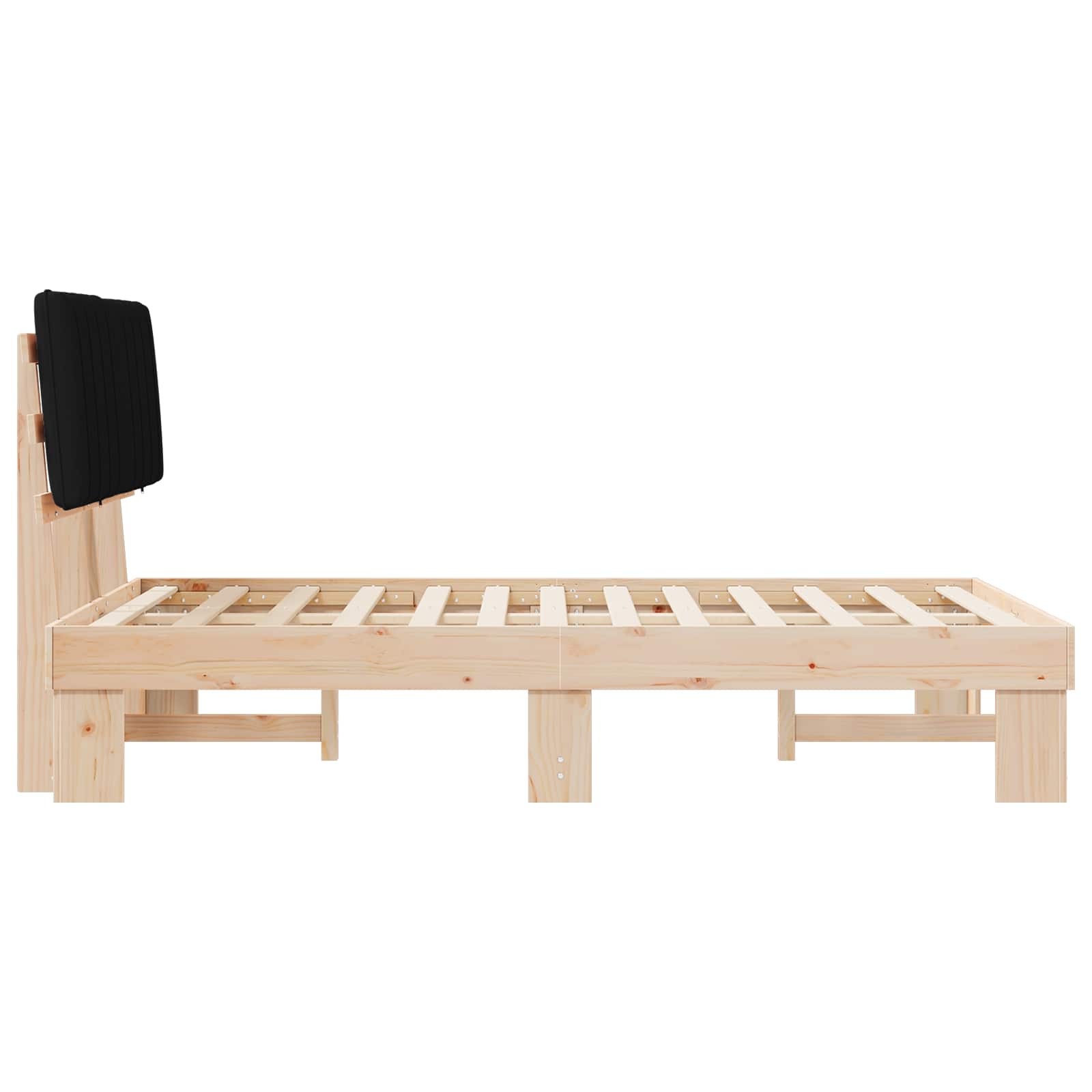 Estructura de Cama con Cabecera Tapizada Negro 120 x 190 cm