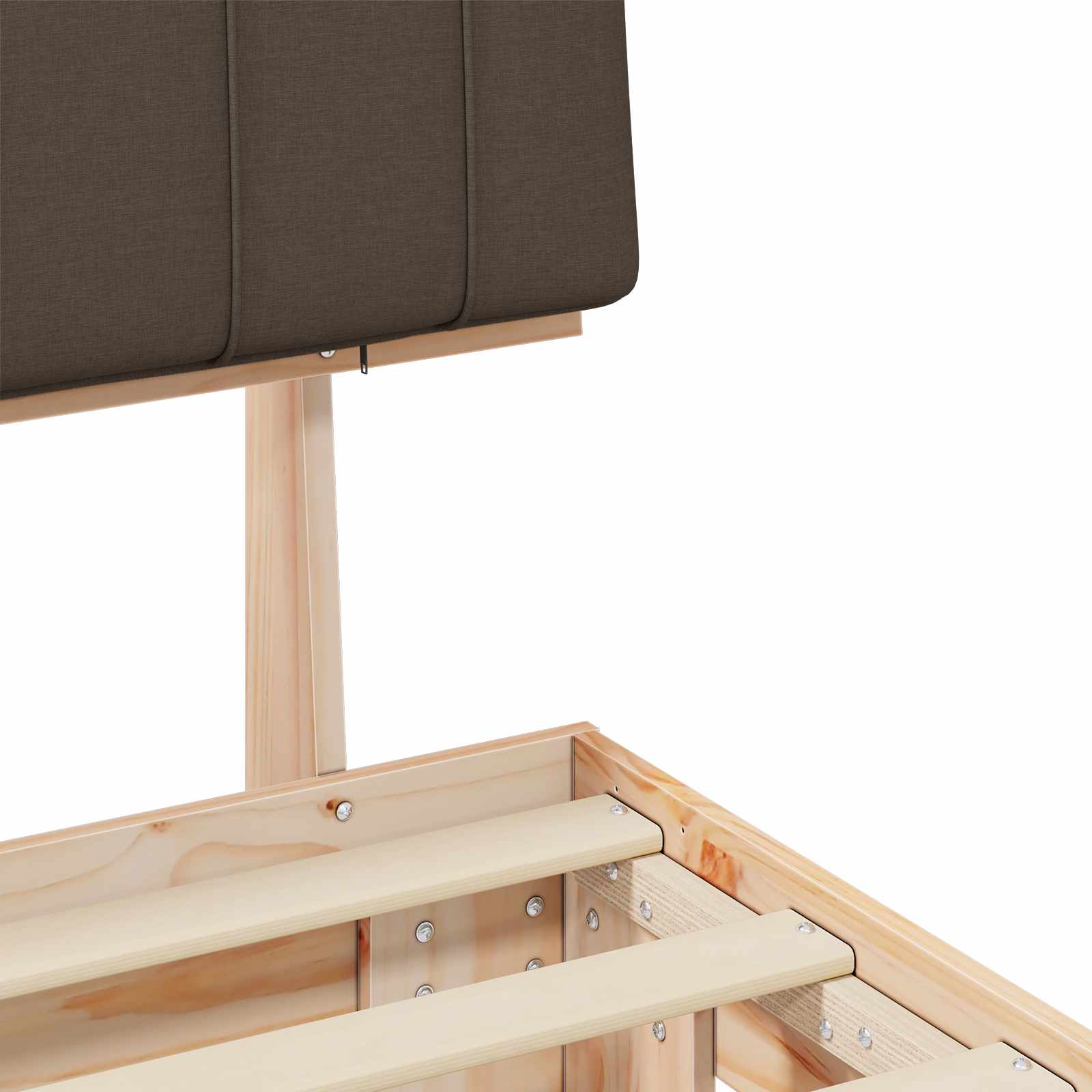 Estructura de Cama con Cabecera Tapizada Taupé 120 x 190 cm
