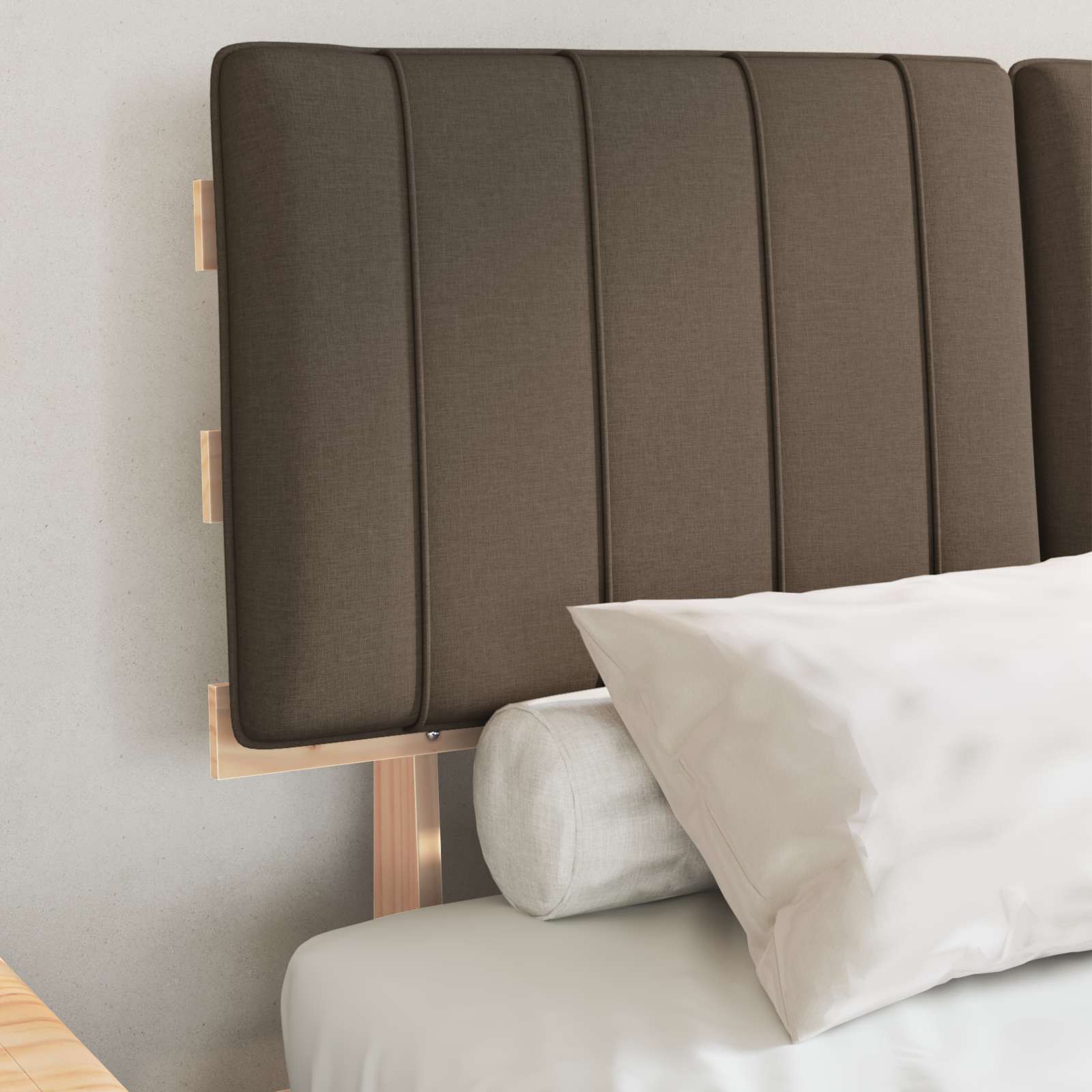 Estructura de Cama con Cabecera Tapizada Taupé 120 x 190 cm