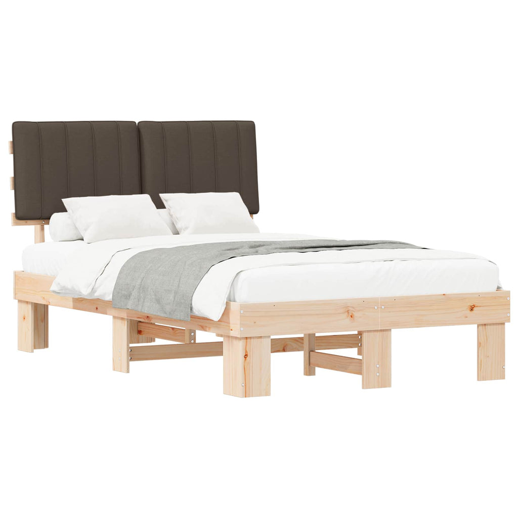 Estructura de Cama con Cabecera Tapizada Taupé 120 x 190 cm