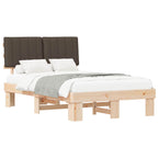 Estructura de Cama con Cabecera Tapizada Taupé 120 x 190 cm