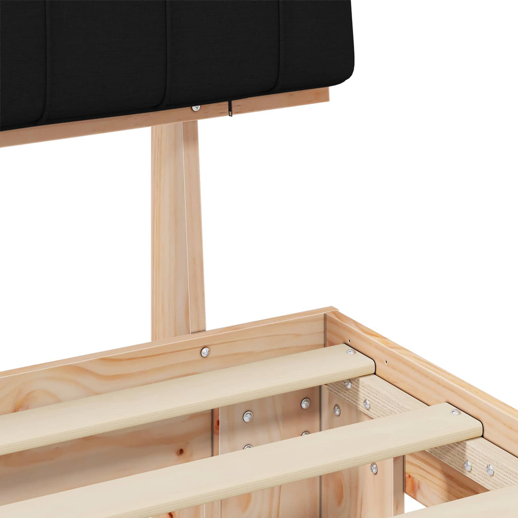 Estructura de Cama con Cabecera Tapizada Negro 100 x 200 cm