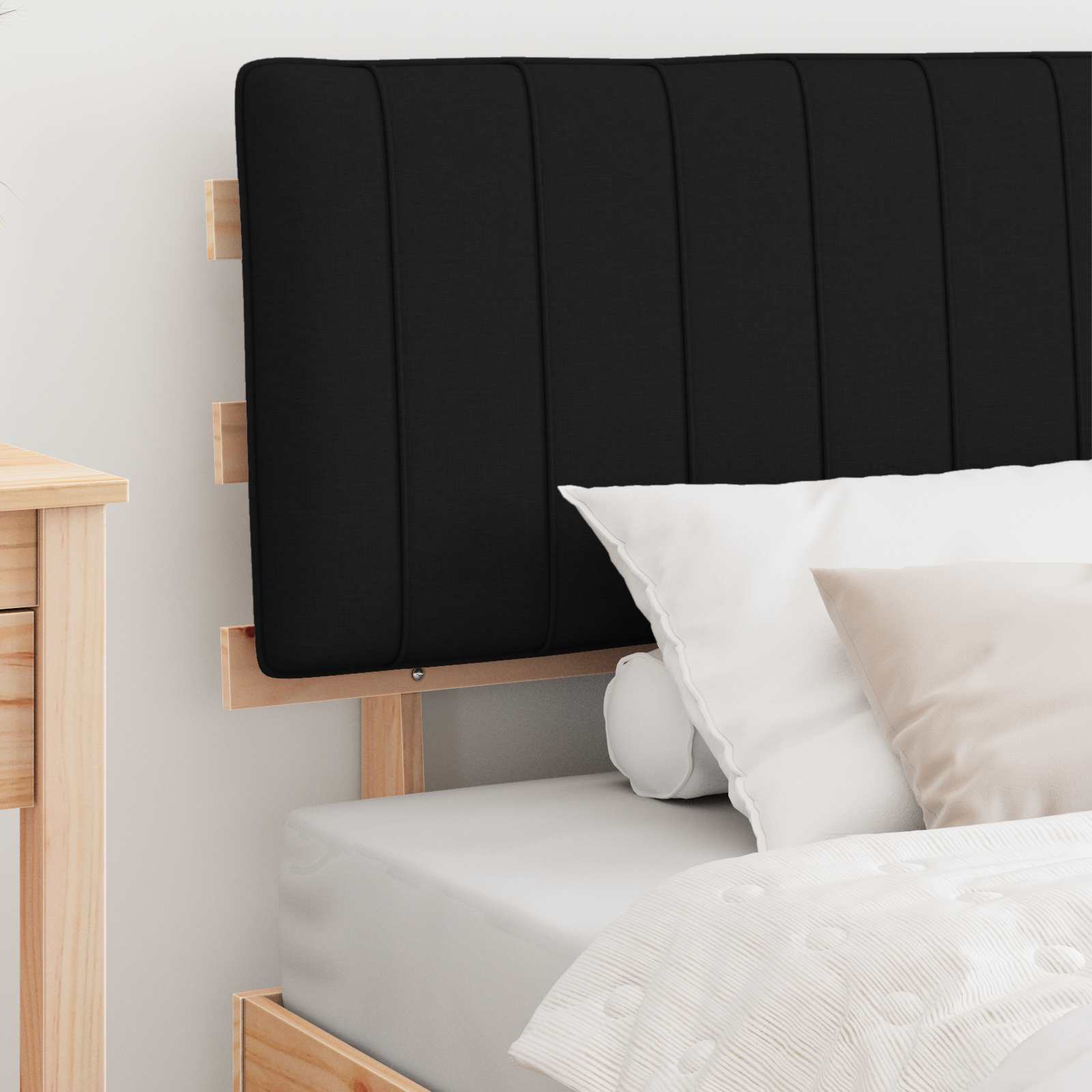 Estructura de Cama con Cabecera Tapizada Negro 100 x 200 cm