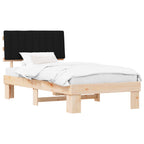 Estructura de Cama con Cabecera Tapizada Negro 100 x 200 cm