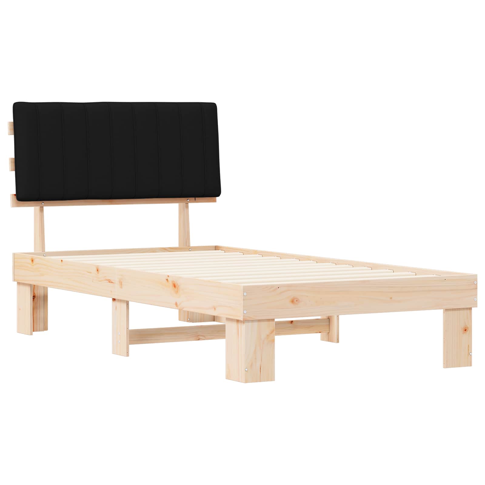 Estructura de Cama con Cabecera Tapizada Negro 100 x 200 cm