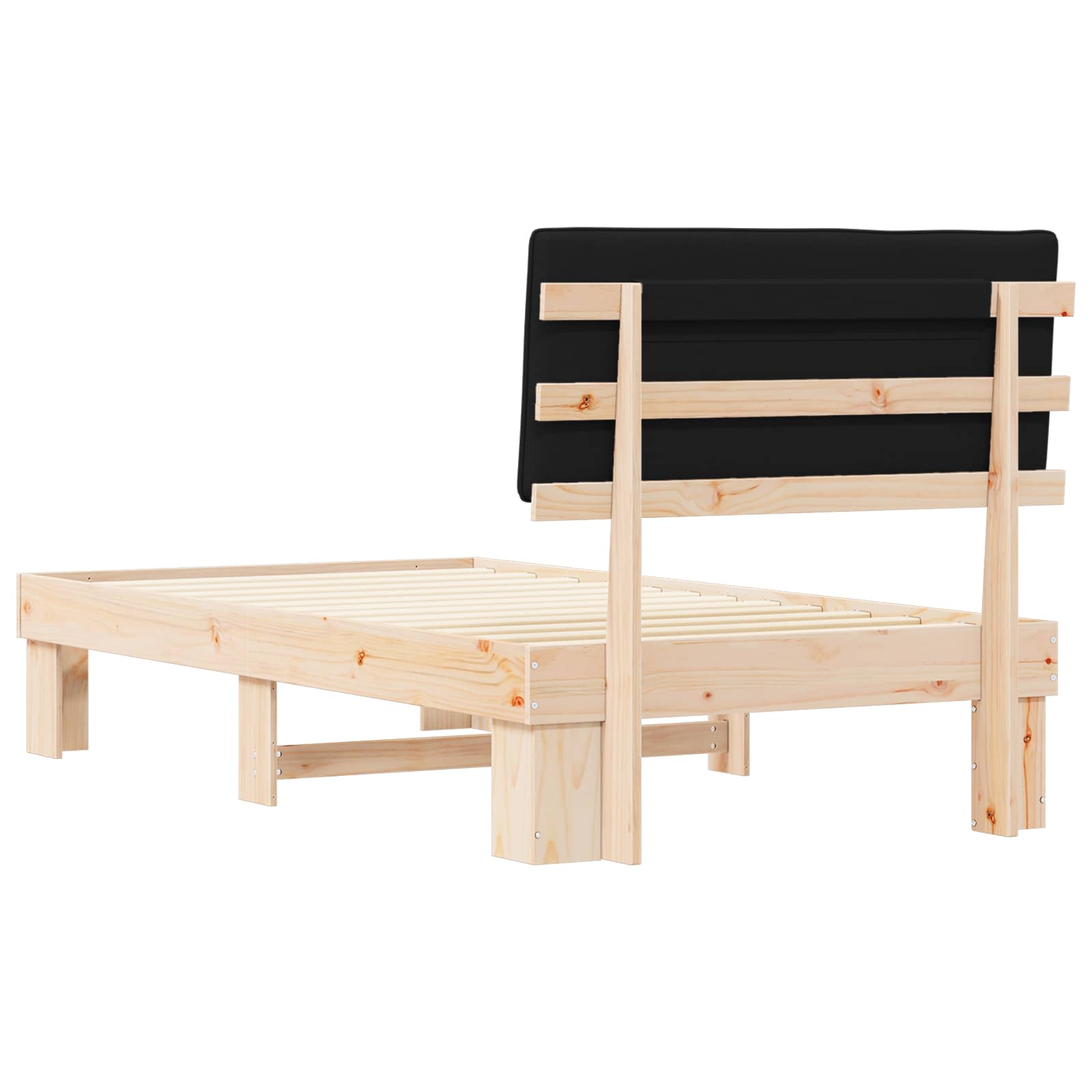 Estructura de Cama con Cabecera Tapizada Negro 100 x 200 cm
