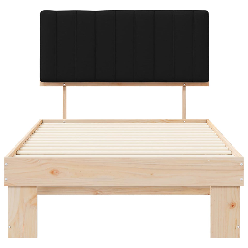 Estructura de Cama con Cabecera Tapizada Negro 100 x 200 cm