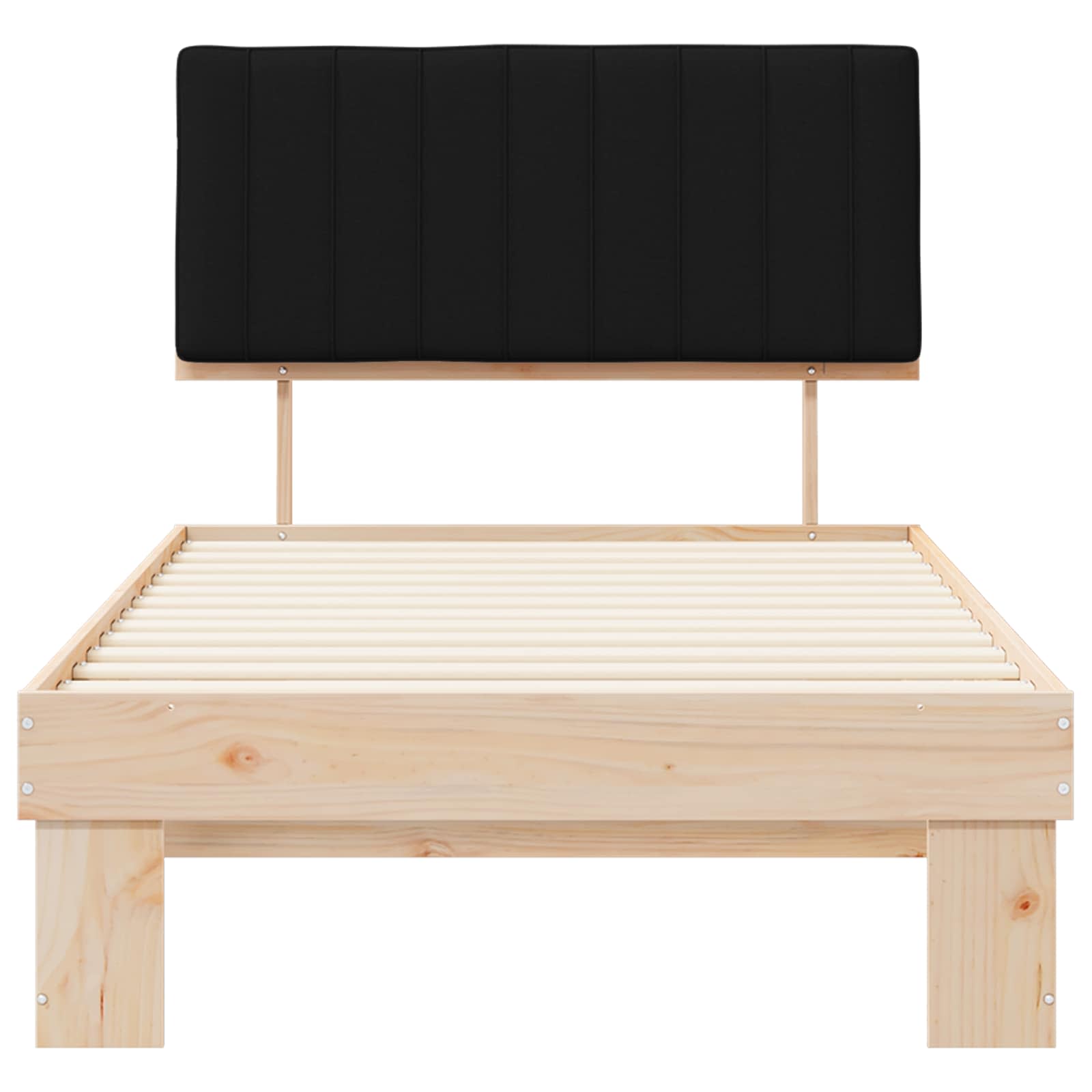 Estructura de Cama con Cabecera Tapizada Negro 100 x 200 cm