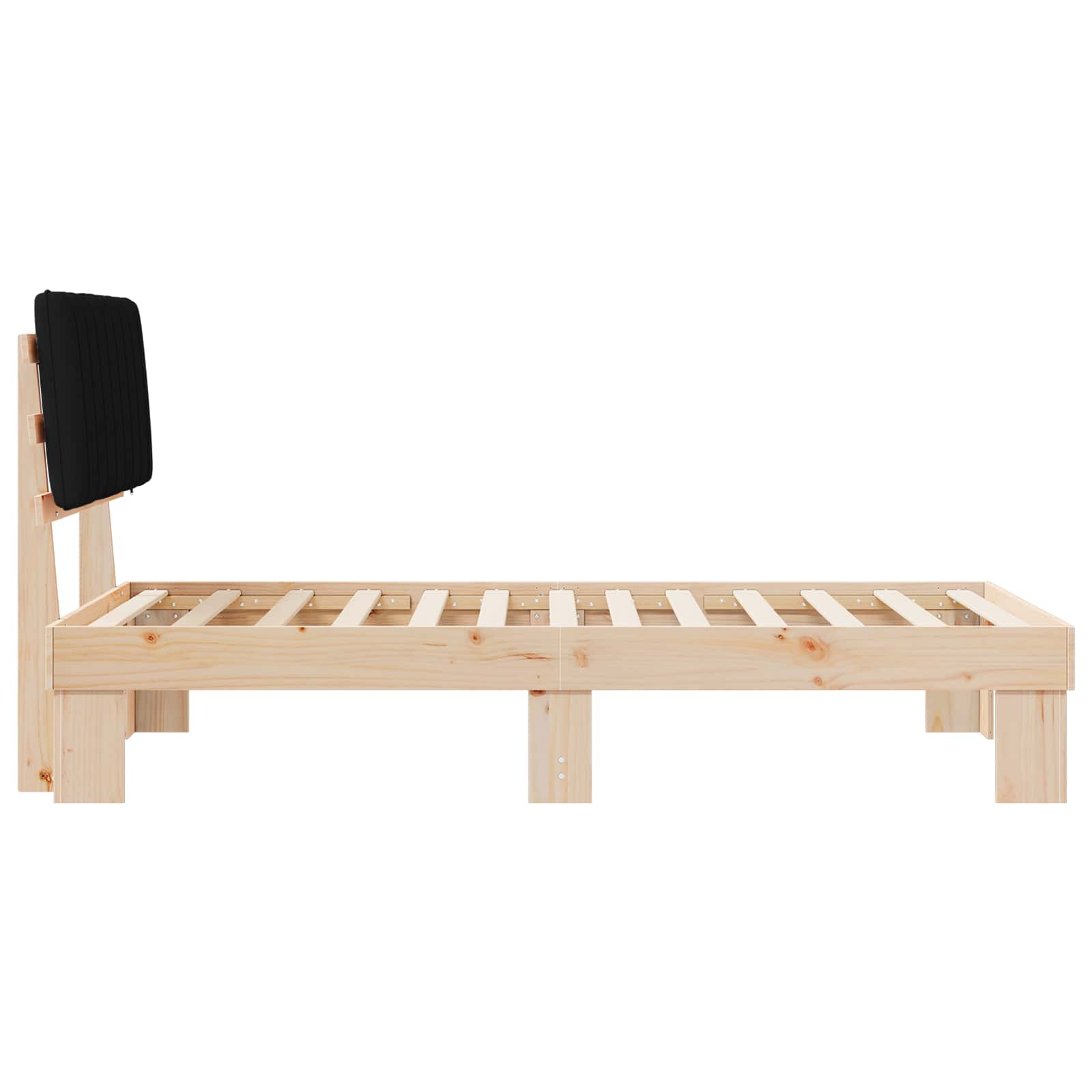 Estructura de Cama con Cabecera Tapizada Negro 100 x 200 cm