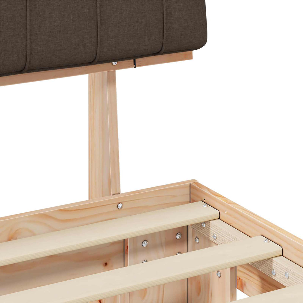 Estructura de Cama con Cabecera Tapizada Taupé 100 x 200 cm