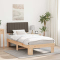 Estructura de Cama con Cabecera Tapizada Taupé 100 x 200 cm