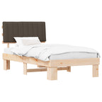 Estructura de Cama con Cabecera Tapizada Taupé 100 x 200 cm
