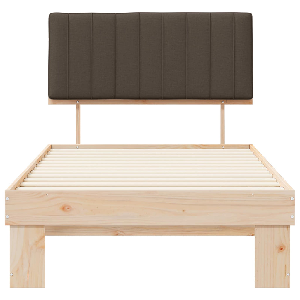 Estructura de Cama con Cabecera Tapizada Taupé 100 x 200 cm
