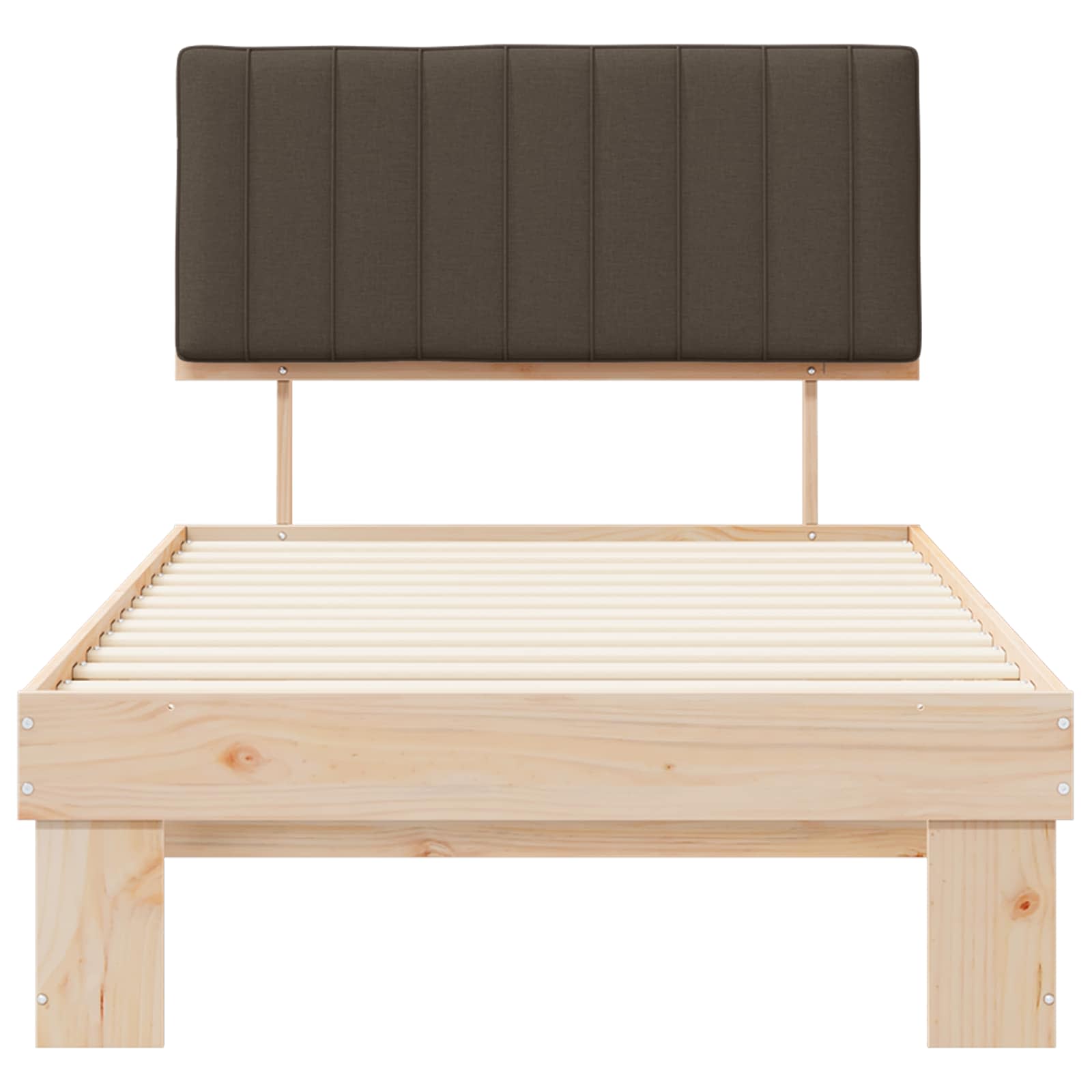 Estructura de Cama con Cabecera Tapizada Taupé 100 x 200 cm