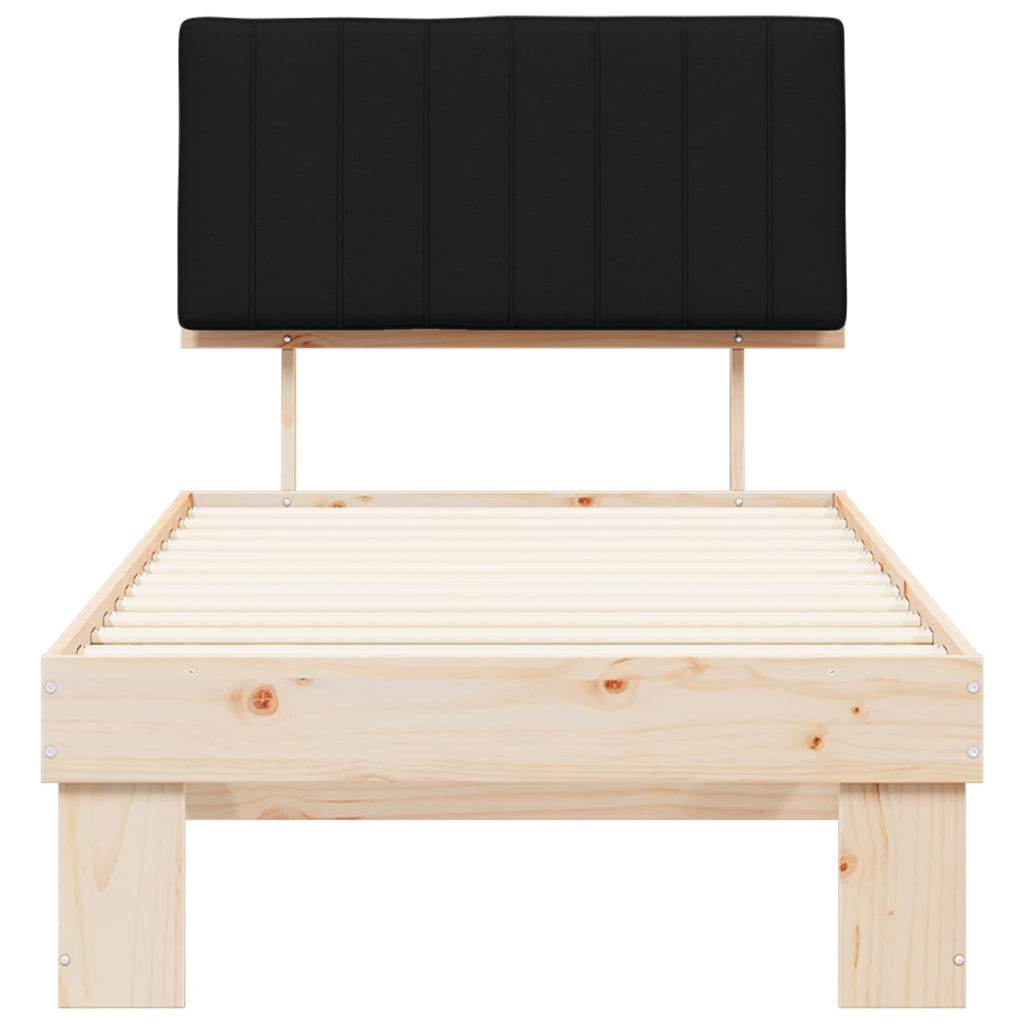 Estructura de Cama con Cabecera Tapizada Negro 90 x 200 cm