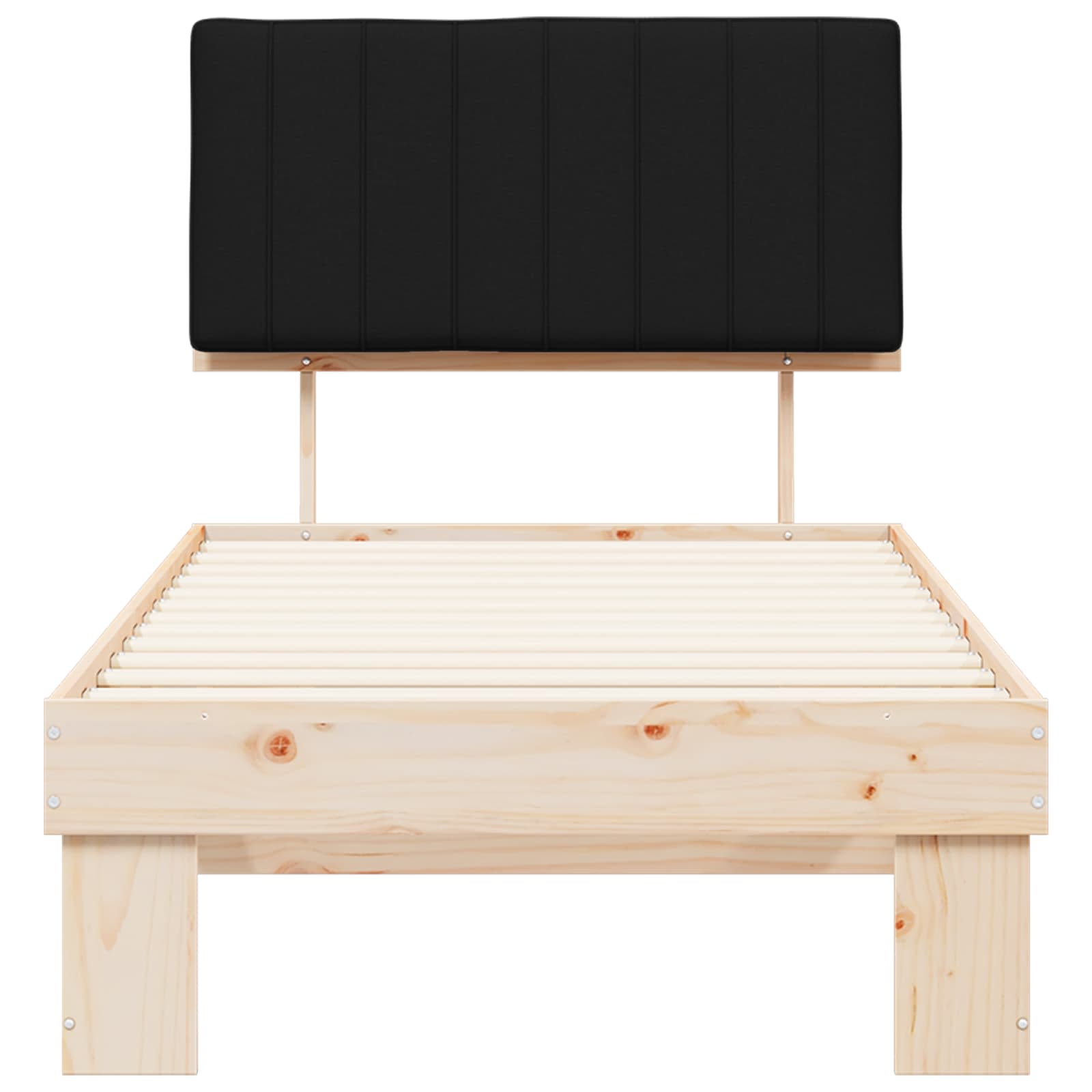 Estructura de Cama con Cabecera Tapizada Negro 90 x 200 cm
