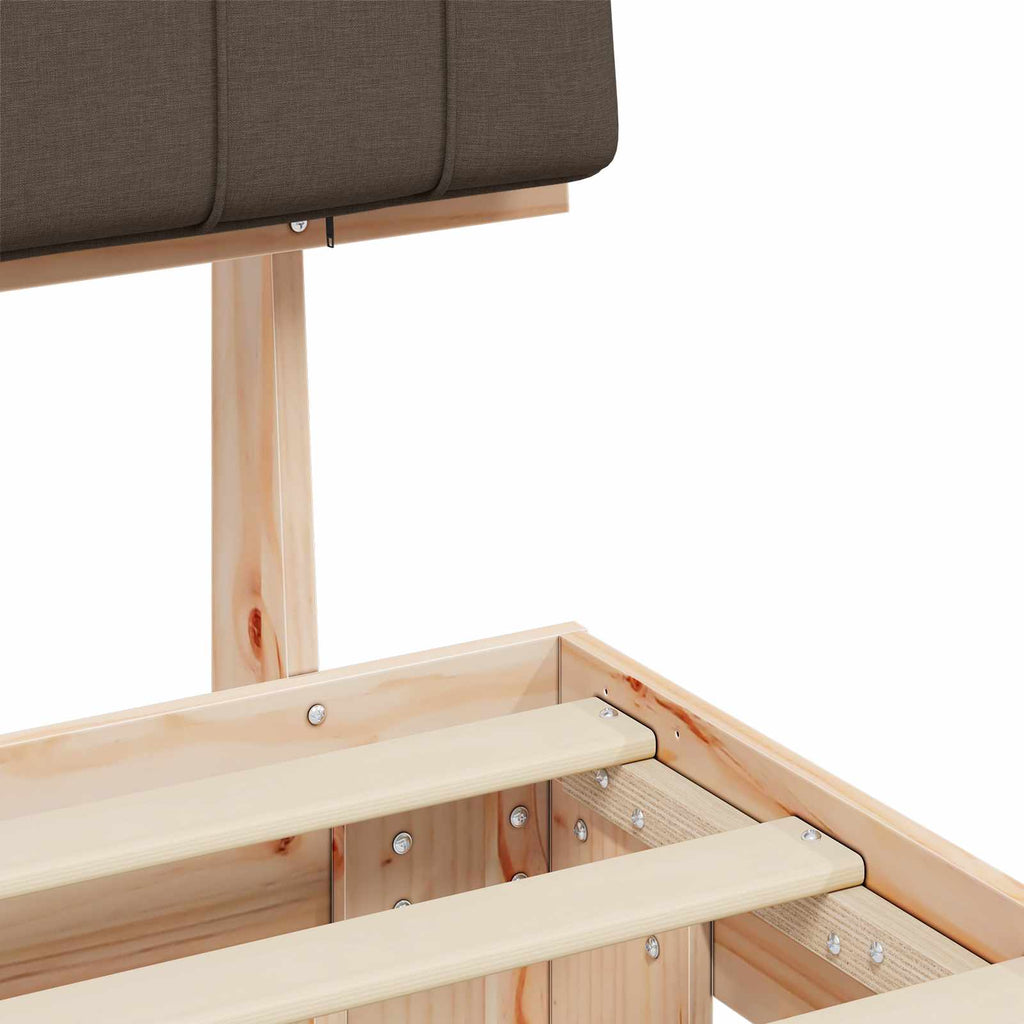 Estructura de Cama con Cabecera Tapizada Taupé 90 x 200 cm
