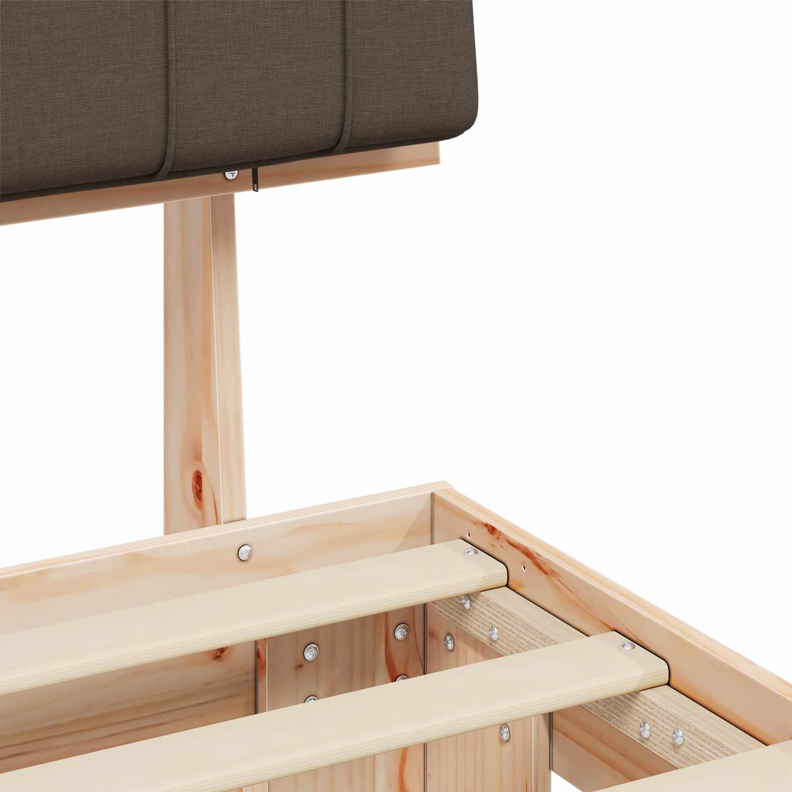 Estructura de Cama con Cabecera Tapizada Taupé 90 x 200 cm