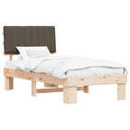 Estructura de Cama con Cabecera Tapizada Taupé 90 x 200 cm