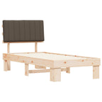 Estructura de Cama con Cabecera Tapizada Taupé 90 x 200 cm