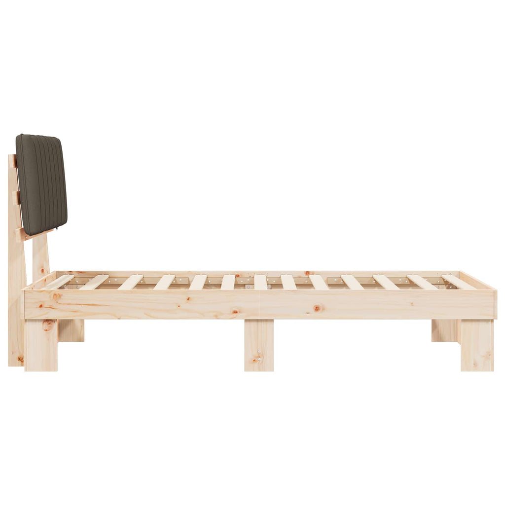 Estructura de Cama con Cabecera Tapizada Taupé 90 x 200 cm