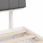 Estructura de Cama con Cabecera Tapizada Gris Claro 90 x 200 cm