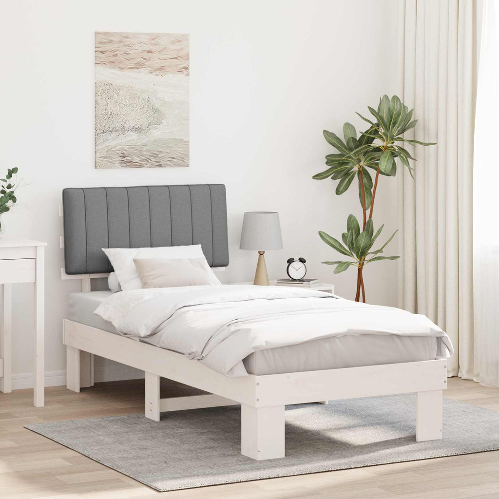 Estructura de Cama con Cabecera Tapizada Gris Claro 90 x 200 cm