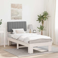 Estructura de Cama con Cabecera Tapizada Gris Claro 90 x 200 cm