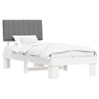 Estructura de Cama con Cabecera Tapizada Gris Claro 90 x 200 cm