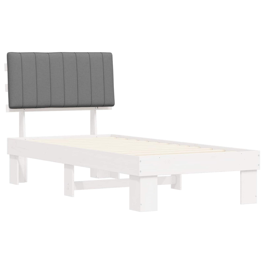 Estructura de Cama con Cabecera Tapizada Gris Claro 90 x 200 cm