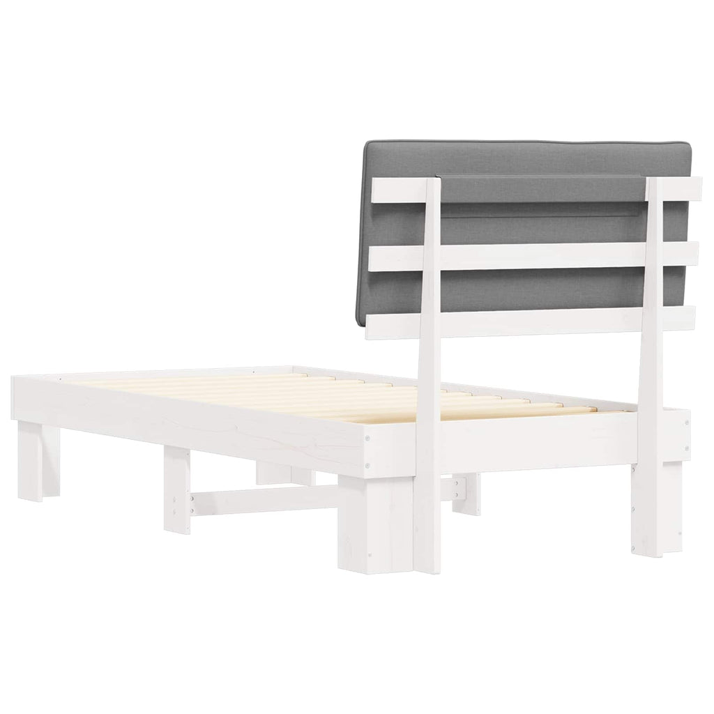 Estructura de Cama con Cabecera Tapizada Gris Claro 90 x 200 cm