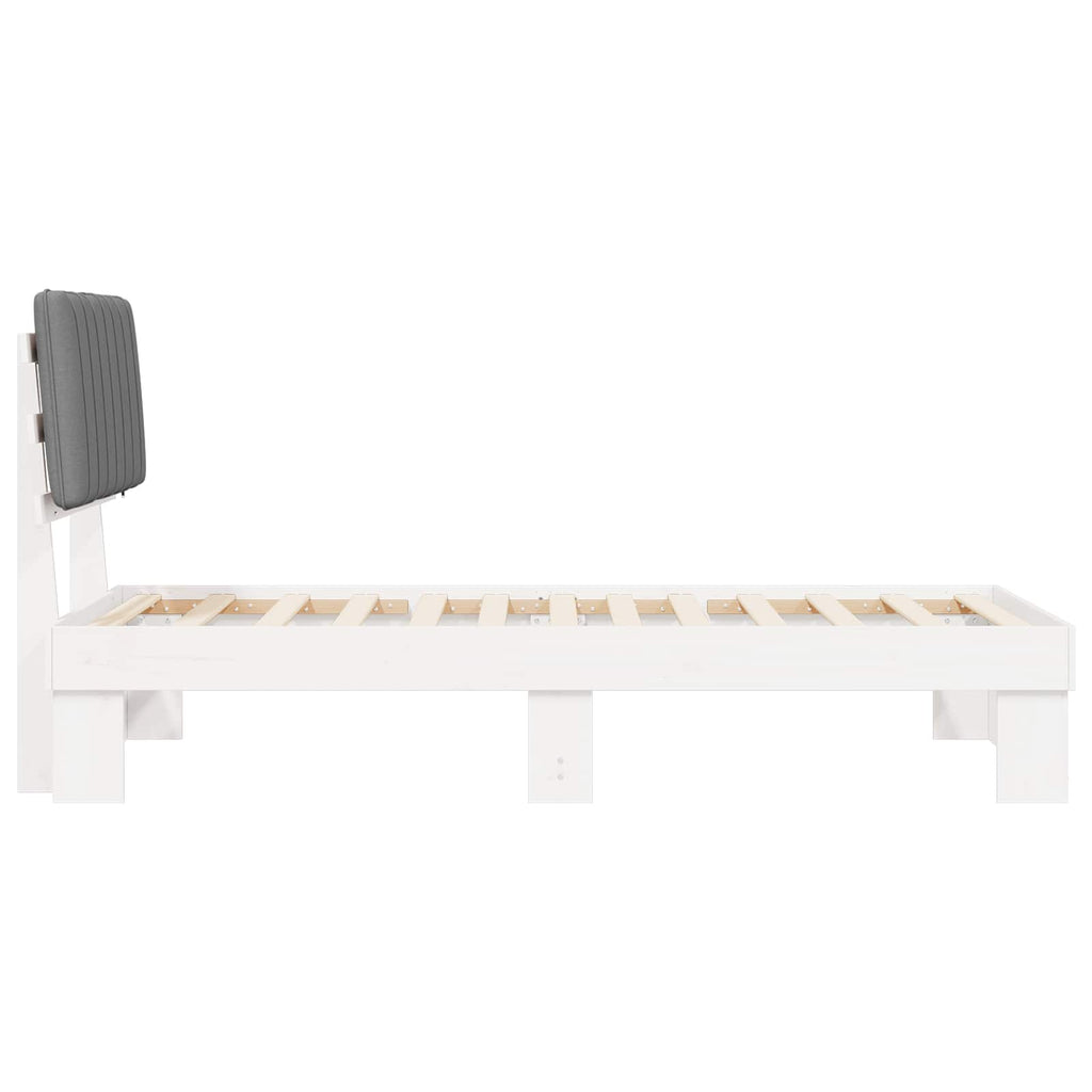 Estructura de Cama con Cabecera Tapizada Gris Claro 90 x 200 cm