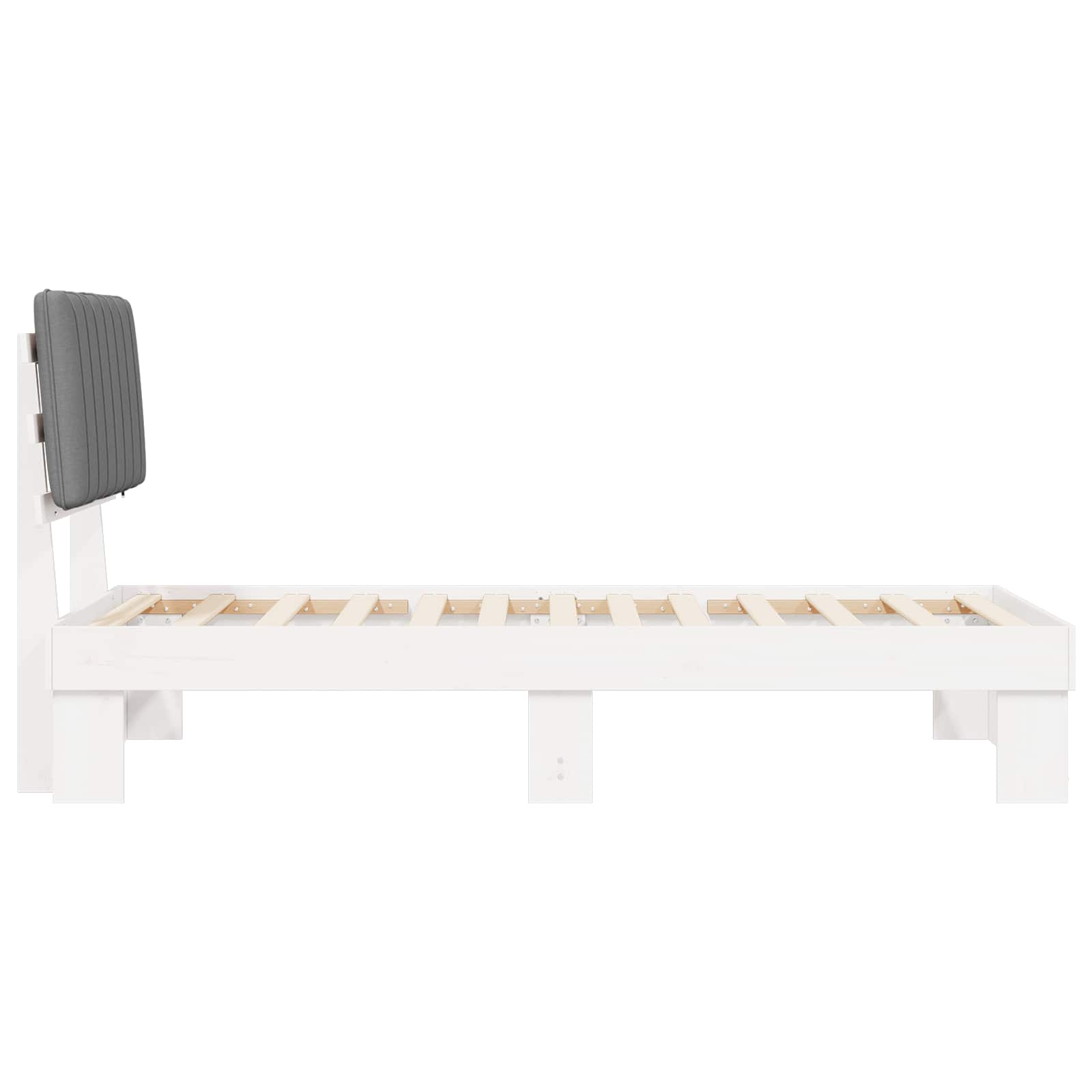 Estructura de Cama con Cabecera Tapizada Gris Claro 90 x 200 cm