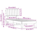 Estructura de Cama con Cabecera Tapizada Gris Claro 90 x 200 cm