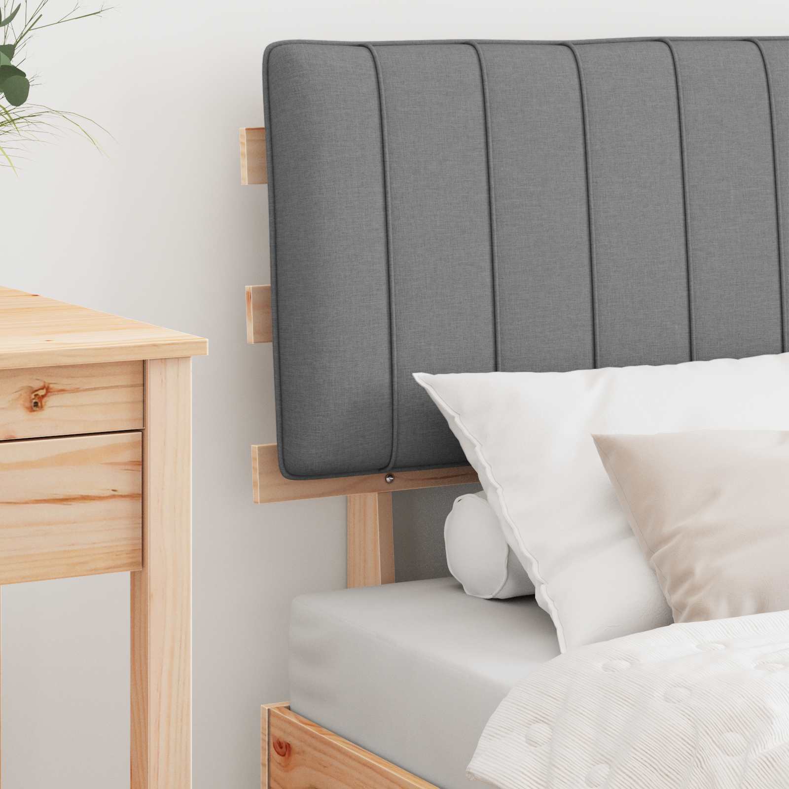 Estructura de Cama con Cabecera Tapizada Gris Claro 80 x 200 cm