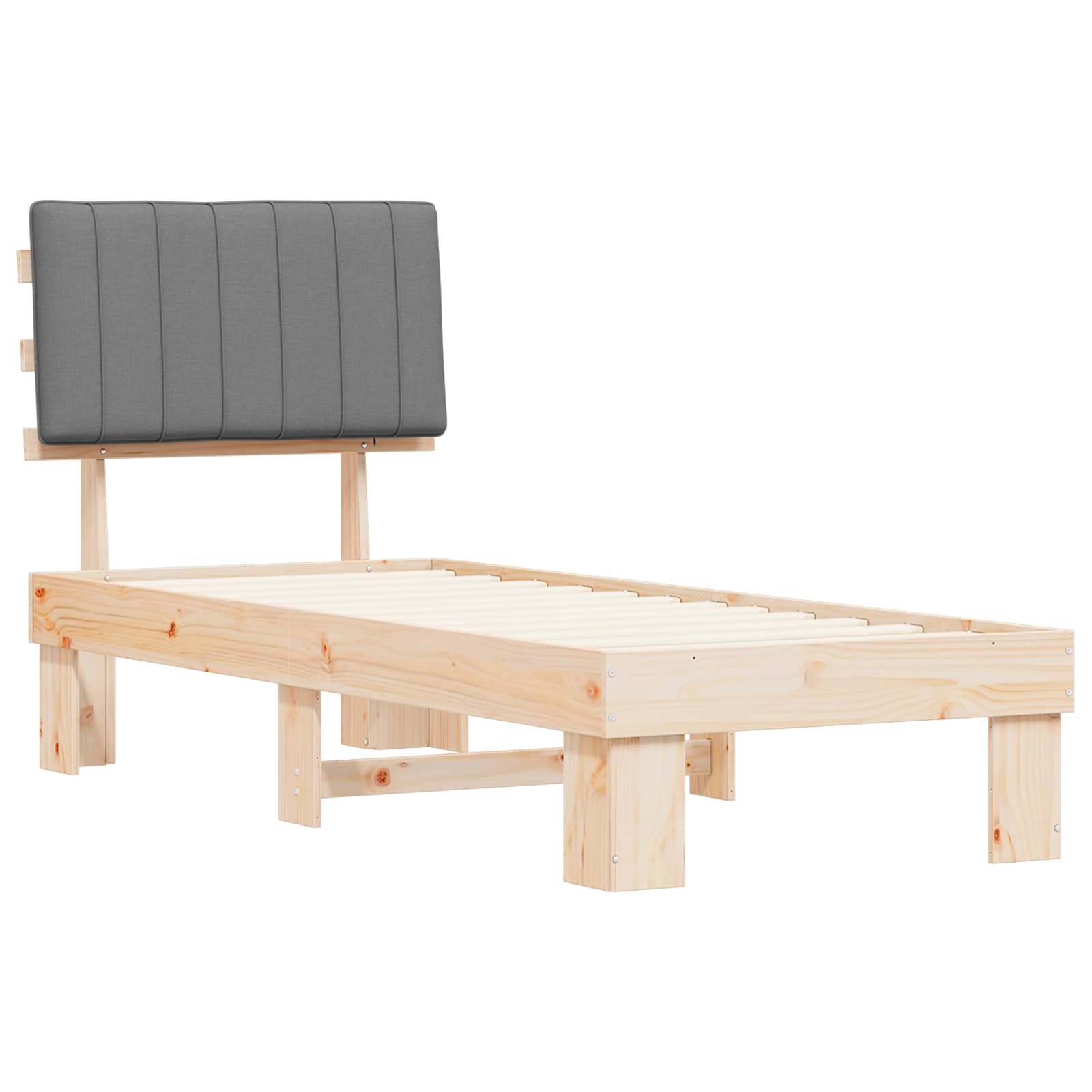 Estructura de Cama con Cabecera Tapizada Gris Claro 80 x 200 cm