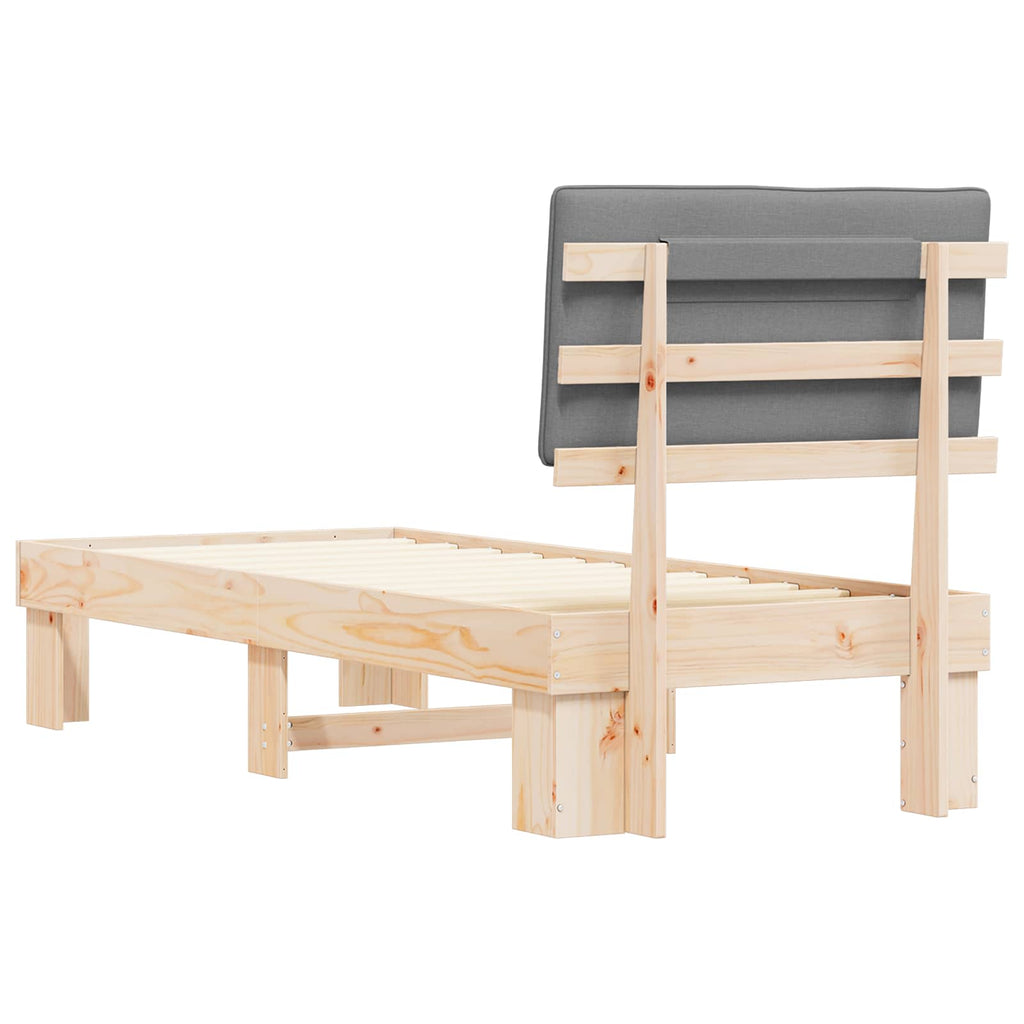 Estructura de Cama con Cabecera Tapizada Gris Claro 80 x 200 cm