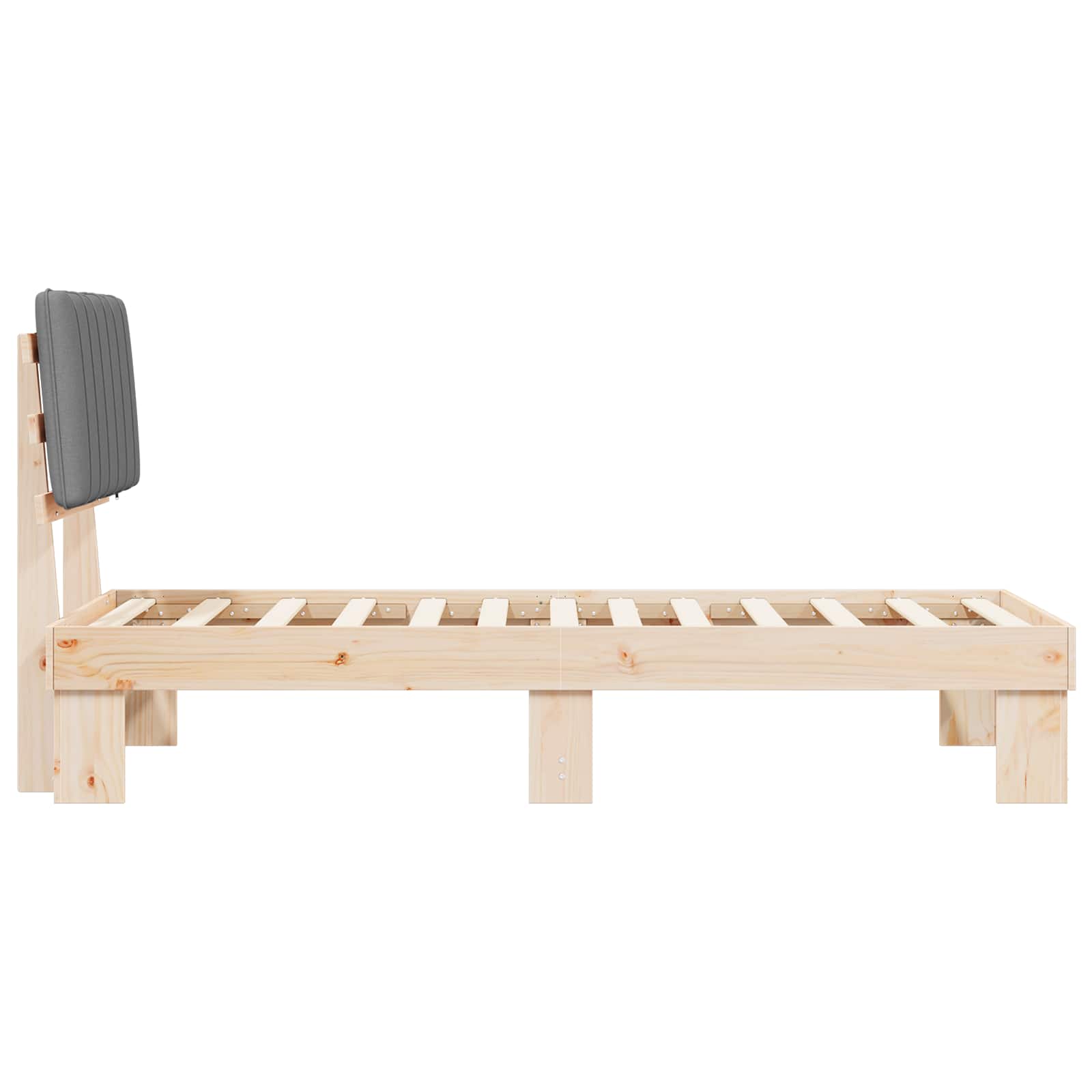 Estructura de Cama con Cabecera Tapizada Gris Claro 80 x 200 cm