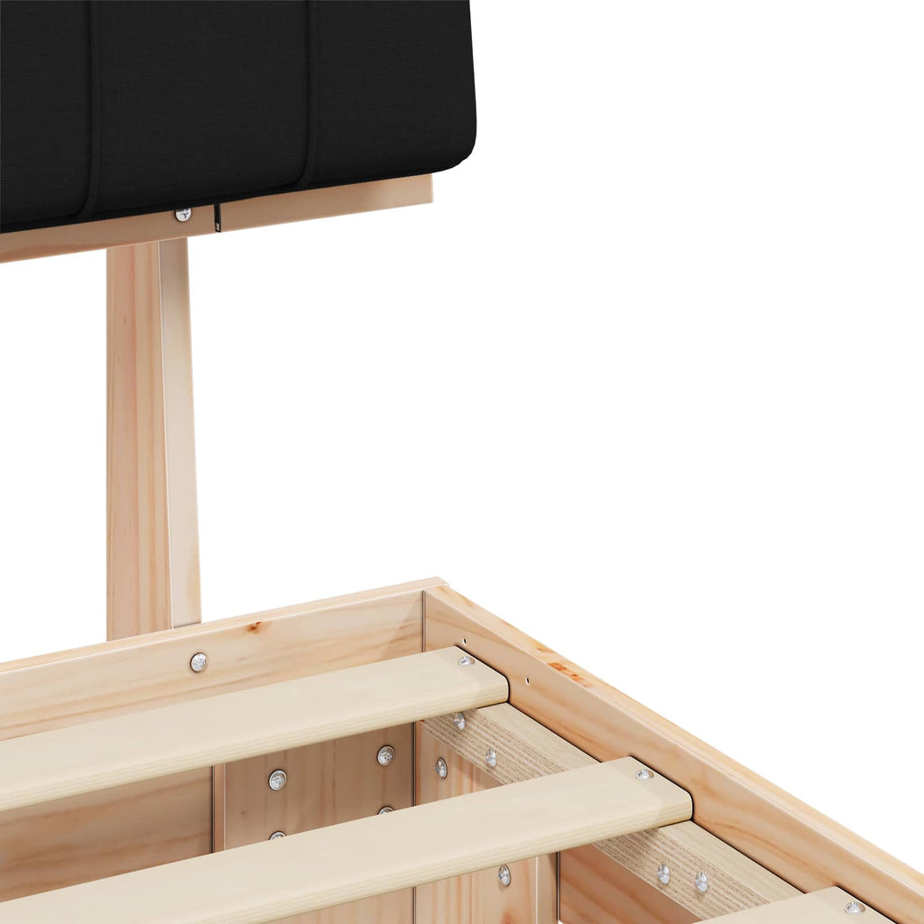 Estructura de Cama con Cabecera Tapizada Negro 80 x 200 cm