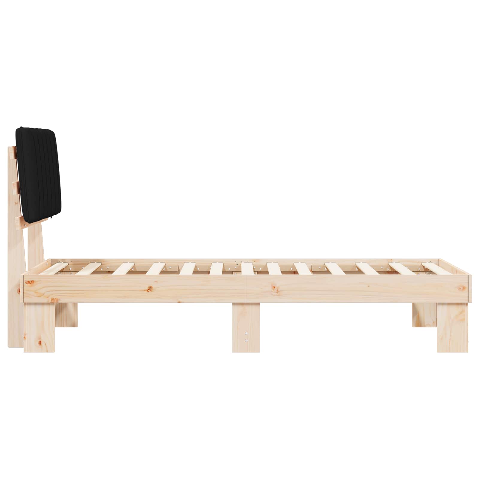 Estructura de Cama con Cabecera Tapizada Negro 80 x 200 cm