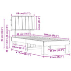 Estructura de Cama con Cabecera Tapizada Negro 80 x 200 cm