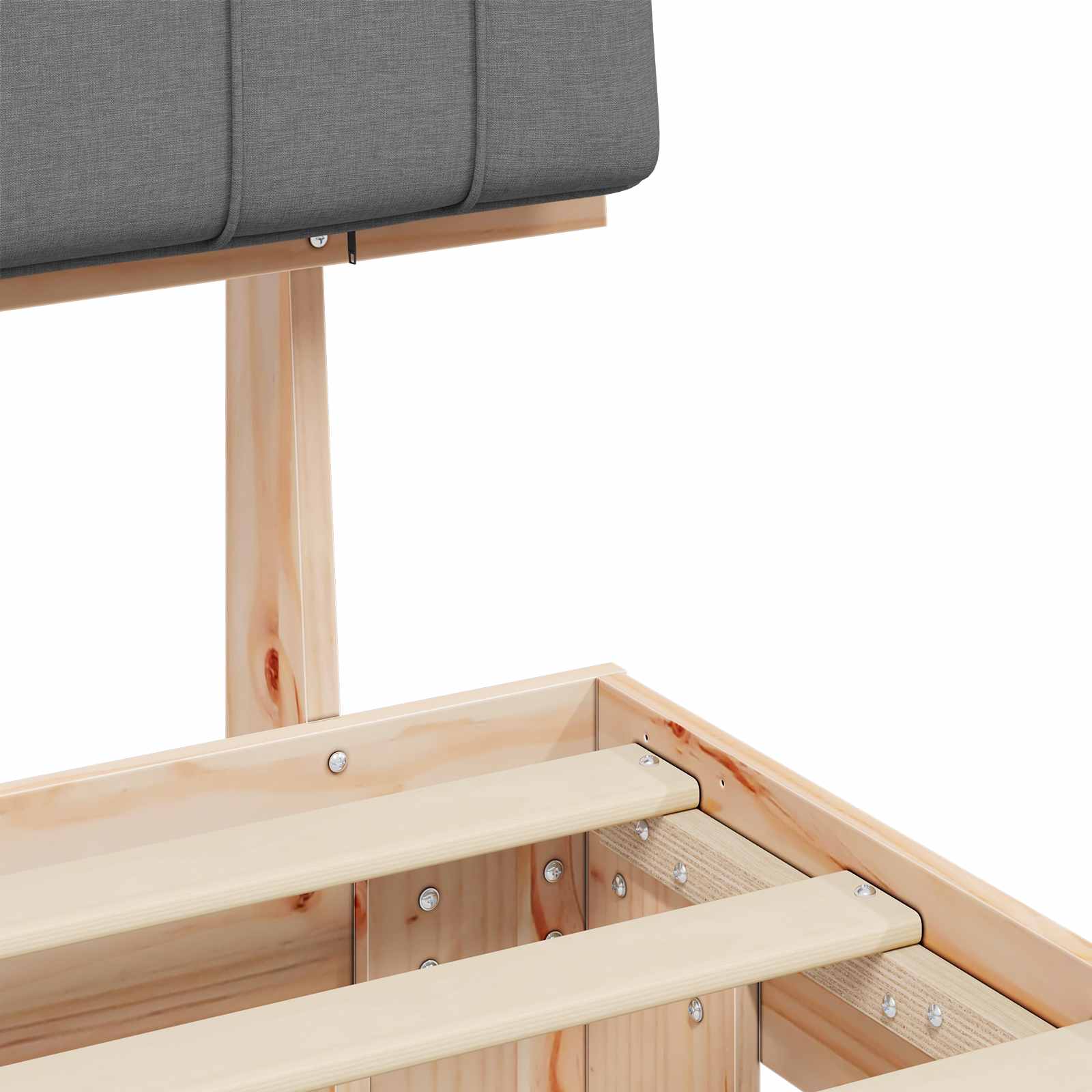 Estructura de Cama con Cabecera Tapizada Gris Claro 90 x 190 cm