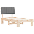 Estructura de Cama con Cabecera Tapizada Gris Claro 90 x 190 cm