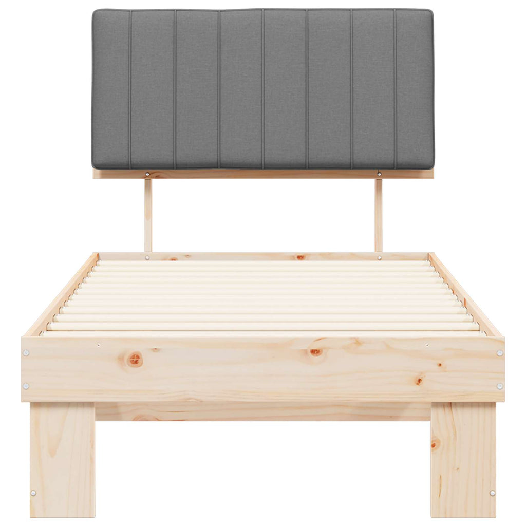 Estructura de Cama con Cabecera Tapizada Gris Claro 90 x 190 cm